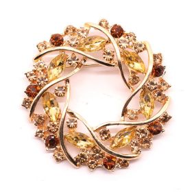 Fashionable High-grade Flower Ring Rhinestone Brooch (Color: Coffee)
