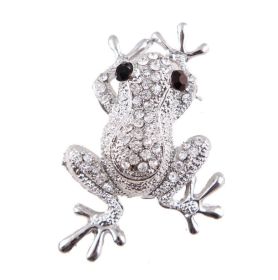 Korean Fashion Diamond Animal FROGPRINCE Brooch Female Corsage (Color: Silver)