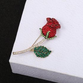 Three-dimensional Rose Flower Rhindiamond-style Brooch Anti-glitter Buckle French Accessories (Option: Large Rose 6.9x2.3cm)