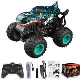 Music Light Remote Control 360 Degrees Rotary Dinosaur Head Shark Head Children's Toy Car (Option: T201 Cyan-120)
