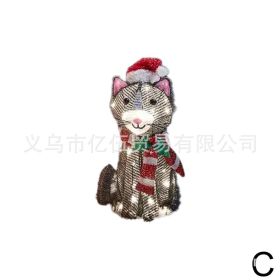 New Christmas Dog Lighting Chain Courtyard Decoration LED Lights Christmas Scene Layout Decoration Ornaments (Option: Christmas Cat)