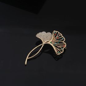 Ginkgo Leaf Brooch Female Lovely Retro Design (Option: X112 gingko color)