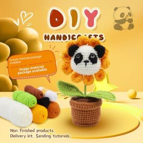 Crocheted Material Package Wool Crocheted Handmade Potted Flowers (Option: Panda Pot-Material Package English Video)