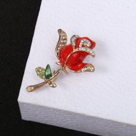 Three-dimensional Rose Flower Rhindiamond-style Brooch Anti-glitter Buckle French Accessories (Option: Set auger rose 1.7x5.5cm)