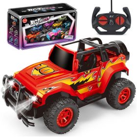 Children's Wireless Remote-control Automobile Electric Jeep Toy (Option: Flame Remote Control Jeep)