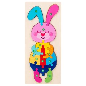 3-year-old Children's Three-dimensional Puzzle Cartoon 3D Buckle (Option: Rabbit)