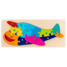 3-year-old Children's Three-dimensional Puzzle Cartoon 3D Buckle (Option: Airplane)