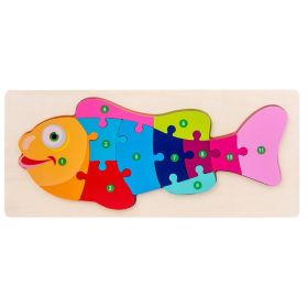 3-year-old Children's Three-dimensional Puzzle Cartoon 3D Buckle (Option: Goldfish)