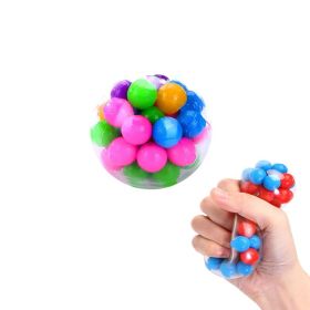 Stress Relief Ball Squeezing Toy TPR Soft Rubber Slow Rebound Vent Ball (Option: 6cm Rainbow 20 Beads)