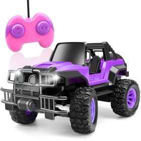 Children's Wireless Remote-control Automobile Electric Jeep Toy (Option: Purple Jeep Without Battery)