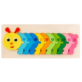 3-year-old Children's Three-dimensional Puzzle Cartoon 3D Buckle (Option: Caterpillar)