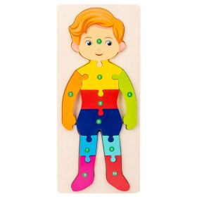 3-year-old Children's Three-dimensional Puzzle Cartoon 3D Buckle (Option: Boy)