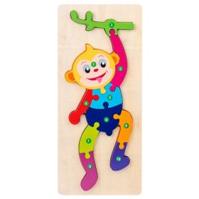 3-year-old Children's Three-dimensional Puzzle Cartoon 3D Buckle (Option: Monkey)