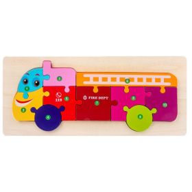 3-year-old Children's Three-dimensional Puzzle Cartoon 3D Buckle (Option: Bus)