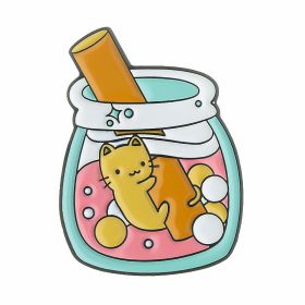 Cartoon Animal Drift Bottle Brooch Cute Cat (Option: Hexagonal bottle)