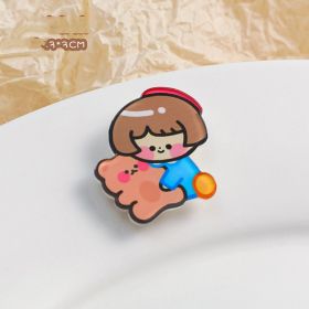 Cartoon Acrylic Brooch Cute Decorative Accessories (Option: Bobo girl)