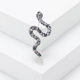 Korean Style Creative Rhinestone Snake Brooch Ins Fashion Simple Clothing Accessories Personality Alloy Animal Pin (Option: Purple 3643)