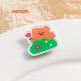Cartoon Acrylic Brooch Cute Decorative Accessories (Option: Flower picking bear)