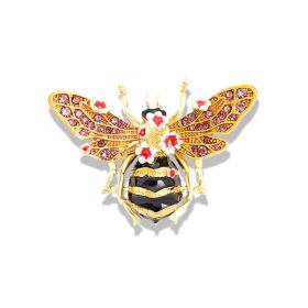 Hand Painted Enamel Glitter Diamond Vintage Bee Brooch (Color: Yellow)