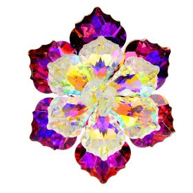 Crystal Flower Pin Handmade Corsage (Color: Red)