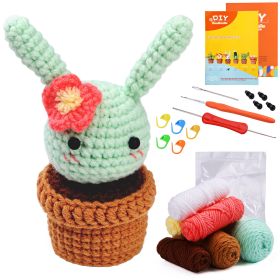 Crocheted Material Package Wool Crocheted Handmade Potted Flowers (Option: Rabbit-Material Package English Video)