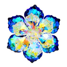 Crystal Flower Pin Handmade Corsage (Color: Blue)