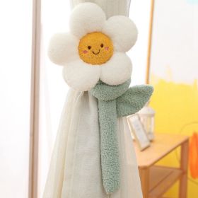 Cotton Flower Long Pillow Huge Funny Big Flower Cute Tulip Curtain Buckle Ins Style Tulip Cartoon Flower (Option: White-100cm)