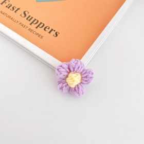 Handmade Wool Crochet Cute Little Flower X Brooch (Option: Purple Yellow Flower Brooch)