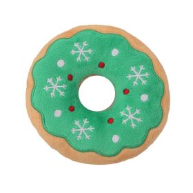 Plush New Pet Dog Plush Sound Toy Dogs And Cats Santa Claus Series Cartoon Cute Educational Supplies (Option: Christmas Donut Green)