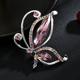 Butterfly Brooch Women's Corsage Sweet Pearl Pin Women's Clothing Accessories (Option: Pink butterfly)