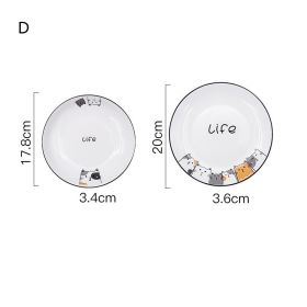 Cat Plate Vegetable Plate Deep Plate Household Ceramic (Option: D)