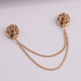 Magnet Buckle Women's Brooch Anti-lost Buckle Chain (Option: KC Gold Brown Diamond One)