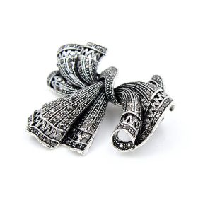 Vintage Bow Alloy Brooch Lady's Suit (Color: Black)