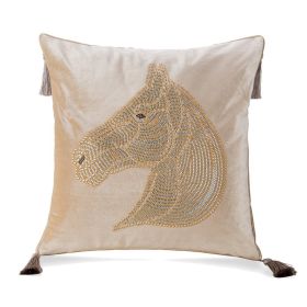 Bedroom Bedside Hot Drill Horse Head Pillow Cover (Option: Off white-45x45cm)