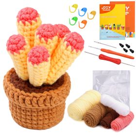 Crocheted Material Package Wool Crocheted Handmade Potted Flowers (Option: Succulent-Material Package English Video)