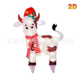 New Christmas Dog Lighting Chain Courtyard Decoration LED Lights Christmas Scene Layout Decoration Ornaments (Option: Christmas Cow)