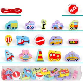 Wooden Children's Threading Beads Toys (Option: Traffic)