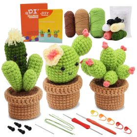 Crocheted Material Package Wool Crocheted Handmade Potted Flowers (Option: Pot Style 1-Material Package English Video)