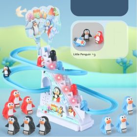 Little Penguin Climbing Stairs, Rail Car, Slide Toy (Option: 9penguins climbing stairs)