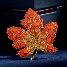 Fashionable And Elegant Blue Gradient Maple Leaf Brooch (Color: Red)