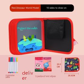 10-sided Children's Early Education Picture Book Double-sided Graffiti Drawing Board (Option: Red Dinosaur World)