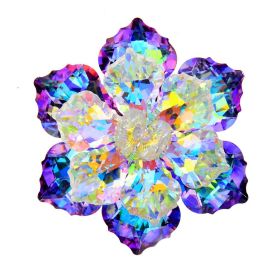 Crystal Flower Pin Handmade Corsage (Color: Purple)