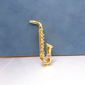 Musical Instrument Saxophone Temperament Brooch (Color: Gold)